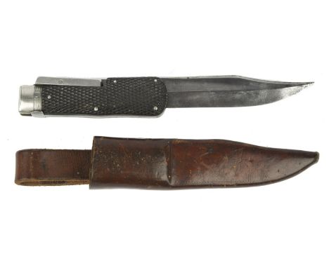 An English folding bowie knife, by Joseph Haywood &amp; Company, Sheffield; clip-point blade 8 in., folding into the hilt to 