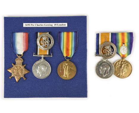 Two First World War medal groups to the 18th Battalion London Regiment (London Irish Rifles): Private Charles Gowing, 1914-15