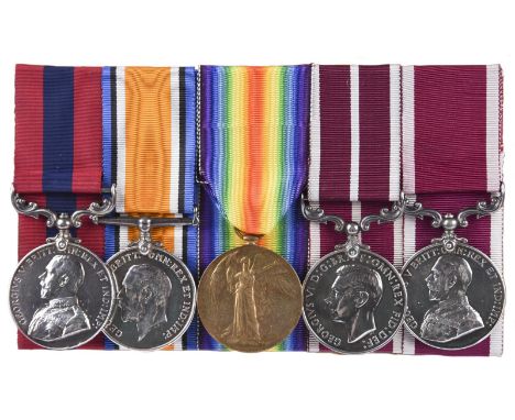 The D.C.M. and M.S.M. group of five medals to Sergeant Corless Hawkes, Royal Artillery: Distinguished Service Medal, George V