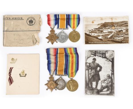 Two Great War trios, each comprising 1914-15 Star, British War Medal and Victory Medal: the first to Lieutenant Douglas Gilbe