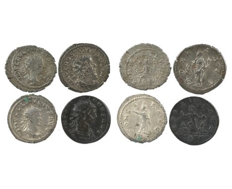 Roman Imperial coinage: antoninianii, including: Quietus (260-261), radiate bust right, rev. ROMA AETERNA, 3.19g, fair; Postu