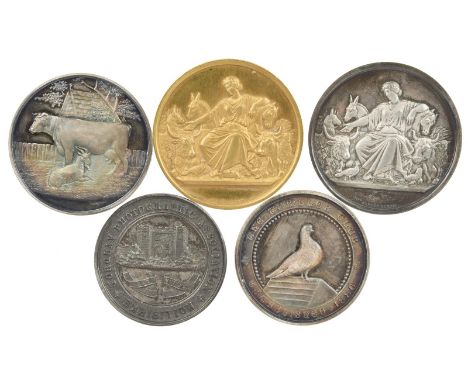 A small collection of cased Avicultural and other prize medals, comprising: Societe Imperiale D'Acclimatation, silver, 51 mm,