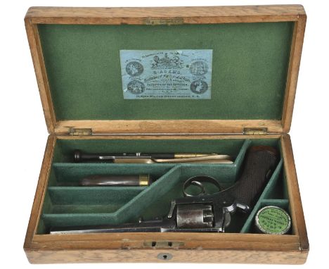 A 54 bore Adams model 1851 five shot self-cocking percussion revolver, Belgian licensed manufacture, hexagonal barrel 6 in., 