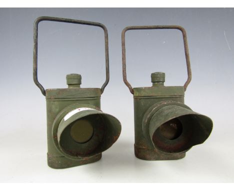 Two WWII British Army electric hand lamps