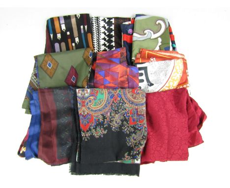 Vintage silk scarves including Liberty of London and Jacqmar, together with two clasp belts and a pair of sunglasses