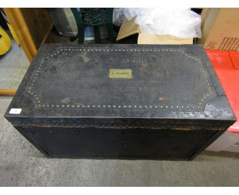A 19th Century leather-bound, steel strapped and studded cabin / travelling trunk