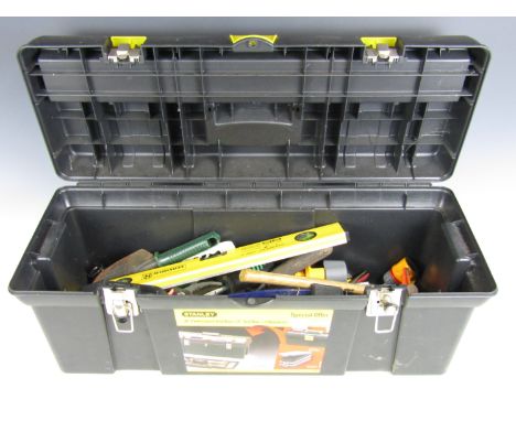 A Stanley tool box with tools