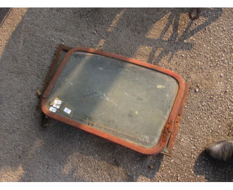 TWO VINTAGE CAR OR VEHICLE WINDSCREENS POSSIBLY TRACTOR