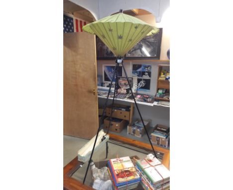 A fabulous tripod Oriental floor standing standard lamp by Kasa Japan with extending legs, in working order, needs re-wiring