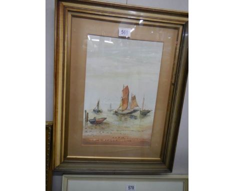 A framed and glazed watercolour seascape signed H Norton.&nbsp; 45 x 58 cm.