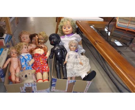 2 boxes of vintage dolls including cabbage patch