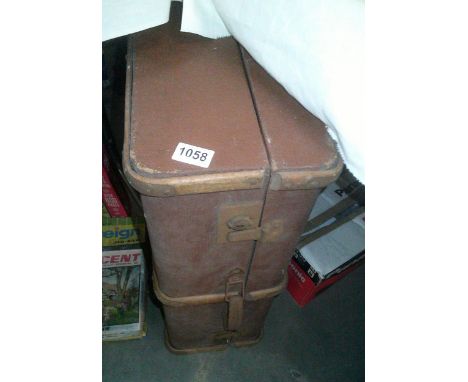 A vintage wood bound travel trunk/suitcase 45x24x62cm