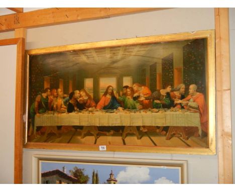 A framed print of The Last Supper.