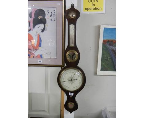A Victorian mahogany banjo barometer. COLLECT ONLY.
