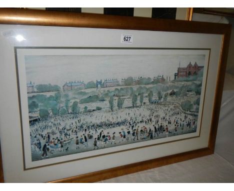 A framed and glazed L S Lowry print, signed and dated 1944. 81 x 52 cmNot pencil signed by Lowry.