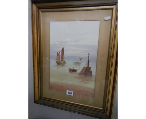 A framed and glazed watercolour seascape initialed U M.&nbsp; 45 x 58 cm.