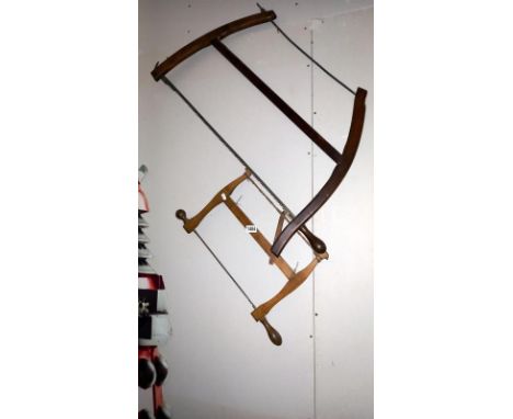 A quantity of wood working tools including 2 frame saws, 3 braces (COLLECT ONLY)