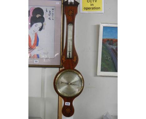 A Victorian mahogany inlaid barometer, COLLECT ONLY.