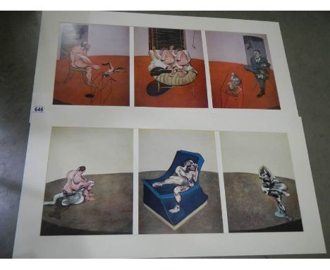 Francis Bacon (1909-1992) 2 x large triptych prints, triple gatefolds, published in 1976. Both mounted but unframed.&nbsp;&nb