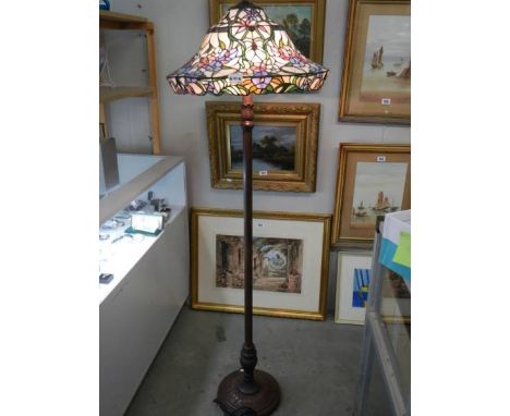 A standard lamp with Tiffany style shade in good condition, COLLECT ONLY.