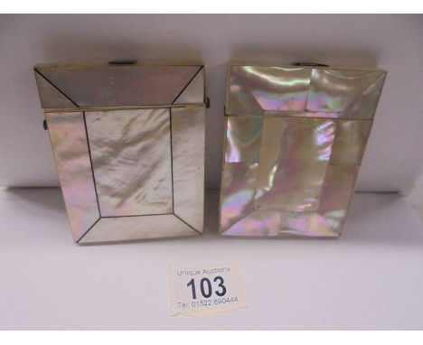Two large panel mother of pearl card cases.