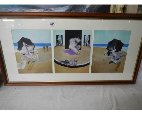 Francis Bacon (1909-1992) Triptych print (triple gatefold) published in 1976.&nbsp;Frame size approx 36 x 19&nbsp;inches.&nbs