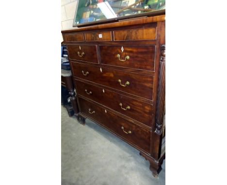A large Victorian mahogany Scotch chest of drawers (COLLECT ONLY) 134cm x 54cm x 141cm high