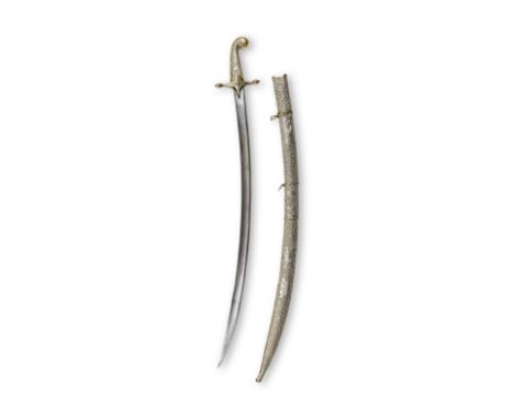 Epée Ottomane en acier à poignée en laiton (shamshir), Turquie XIXe siècle An Ottoman brass-hilted steel sword (shamshir), Tu