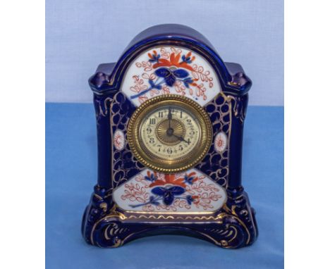 Vintage pottery mantle clock, 17cm