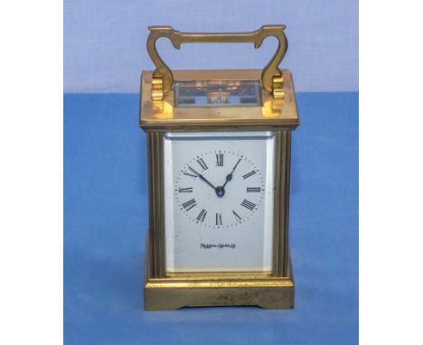 Small Mappin and Webb brass carriage clock, 11cm