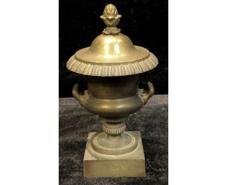 A Regency bronze campana cassolette, 15cm high, c.1820