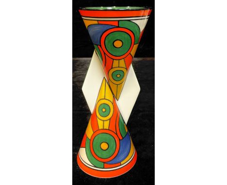 A Wedgwood for Bradex Clarice Cliff reproduction Yo-Yo vase, Sliced Circle pattern, limited edition, 23cm, printed marks