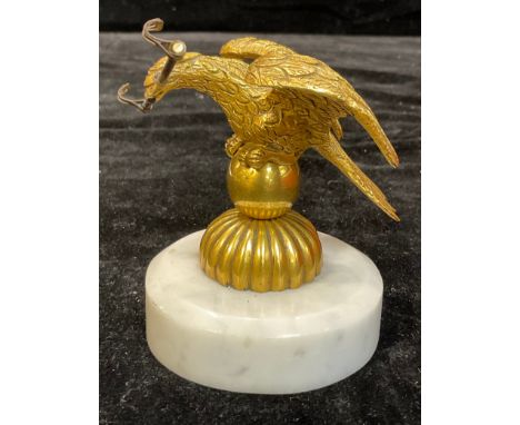 A gilt bronze novelty pocket watch holder, as an eagle holding a branch 