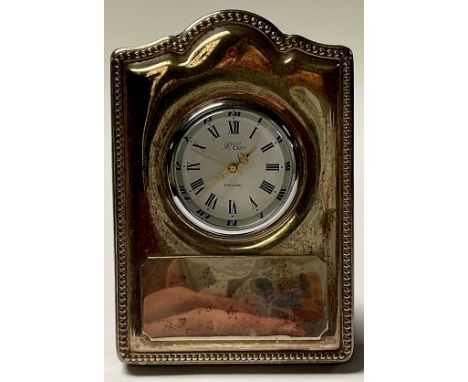 A silver easel desk clock, 9cm high, Sheffield 1997 