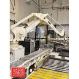Blue Print Automation Robot Depalletizer Cell with Table Conveyor, ABB Controls, Model: IRC2004, Cag