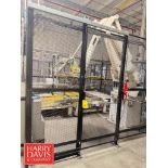 Blue Print Automation Robot Depalletizer Cell with Table Conveyor, ABB Controls, Model: IRB and Cage