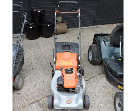 A Flymo petrol rotary lawn mower 