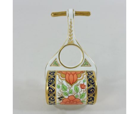 A Royal Crown Derby Imari miniature garden roller, 11cm tall