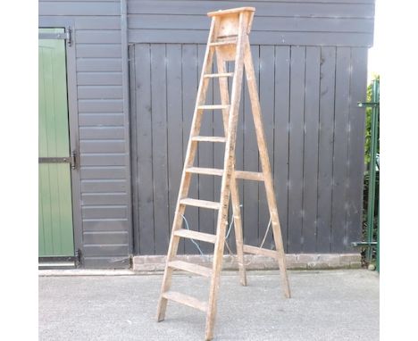 A wooden step ladder, 250cm