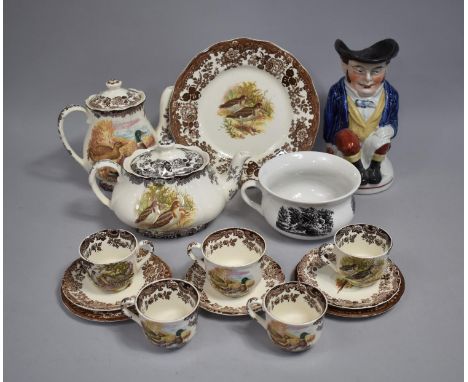 A Collection of Palissy Game Series Teawares to Comprise Teapot, Hot Water Pot, Saucers, Side Plate and Cups Together with a 