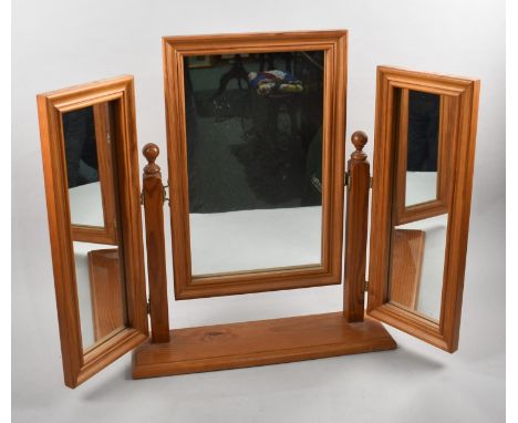 A Modern Pine Triple Dressing Table Mirror, 56cm high 