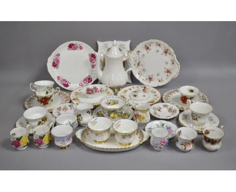 A Collection of Various Royal Albert China to Comprise Coffee Pot, Various Coffee Cans, Saucers, Side Plates, Cake Plates etc