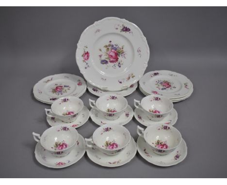 A Royal Cauldon Shrewsbury Pattern Tea Set to Comprise Six Saucers, Six Side Plates, Six Saucers and a Cake Plate 