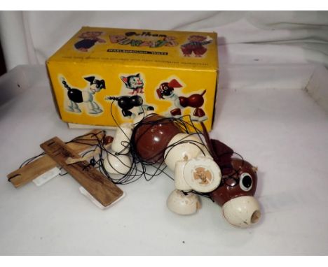 Boxed Pelham puppet Cat and a loose Dog, strings intact. Not available for in-house P&amp;P 