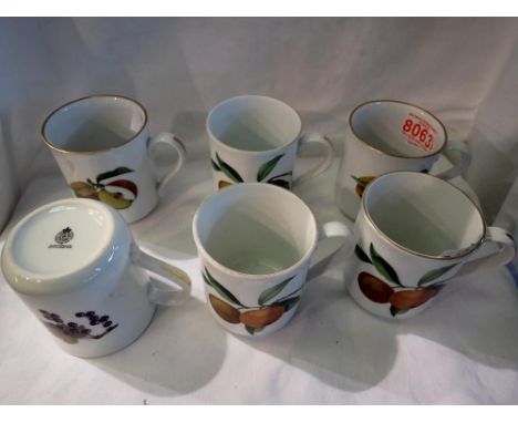Set of six Royal Worcester ceramic mugs. Not available for in-house P&amp;P 