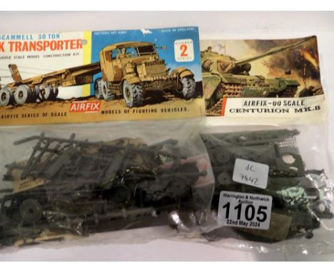 Two vintage Airfix military kits, factory sealed, Scammell Tank Transporter and a Centurion Mk8 Tank. UK P&amp;P Group 1 (£16