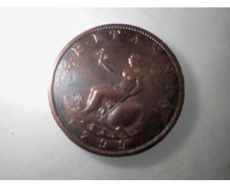 1799 halfpenny of George III - aVF grade. UK P&amp;P Group 0 (£6+VAT for the first lot and £1+VAT for subsequent lots) 
