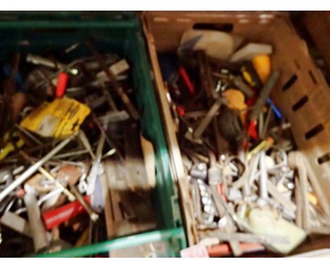 Two boxes of mixed hand tools. Not available for in-house P&amp;P 