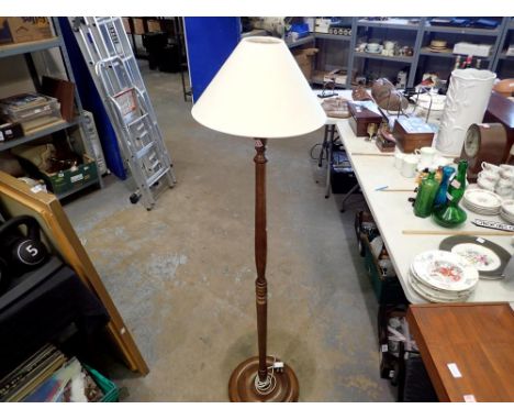 Walnut standard lamp with shade. Not available for in-house P&amp;P 