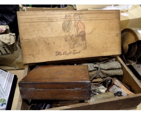 Mixed vintage tools in a wooden box. Not available for in-house P&amp;P 